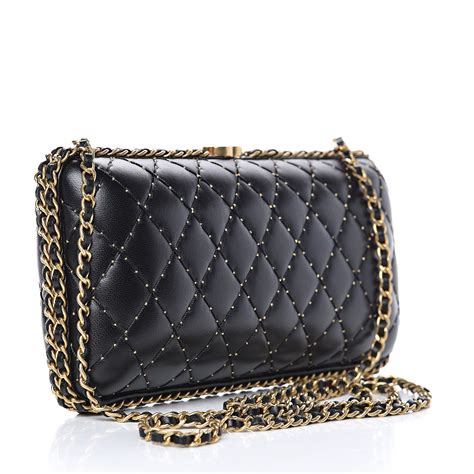 chanel chain embellished quilted clutch|Chanel evening purse.